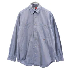 トミーヒルフィガー 90s オールド 長袖 ボタンダウンシャツ M ネイビー系 TOMMY HILFIGER メンズ 古着 【231130】 メール便可
