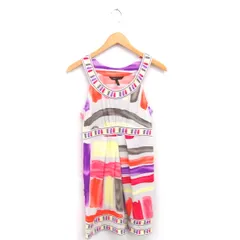 ビーシービージーマックスアズリア BCBGMAXAZRIA ワンピース ひざ丈 総柄 プルオーバー タック ノースリーブ XS ライトベージュ ピンク 薄茶 /TTのサムネイル