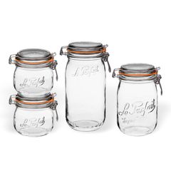 【4点セット】ル・パルフェ スーパージャー ガラス食品保存容器  Le Parfait Super Jar Glass Food Storage プレゼント 贈り物 自炊 ストック