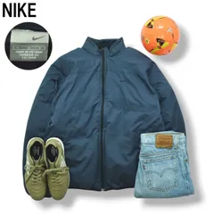 ナイキ NIKE リバーシブル キルティング ダウン ジャケット ジャンパー ブルゾン ウィンドブレーカー スウッシュ ロゴ L ネイビー ストリート スポーツ カジュアル メンズ
