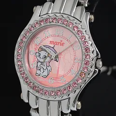 箱/ネックレス付 稼動 良品 ディズニー 5000本限定 MA-5G1083B-001PK マリーちゃん QZ 石付 ピンク文字盤 レディース腕時計 KTR 2000000NSK