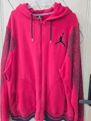 ジョーダン 象 レッド フルジップアップ フード付きTシャツ