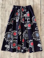 浴衣リメイクスカート　赤青花