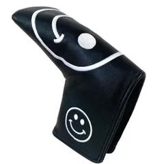 ゴルフカバー　ヘッドカバー　パターカバー 　ピンタイプ　　マグネット開閉　スマイル 黒色
