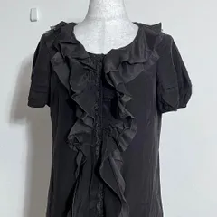 ❤️美品 コトゥー COTOO ブラウン 異素材 シアーレイヤード フリルブラウス トップス 36・Ｓ レディース 2488