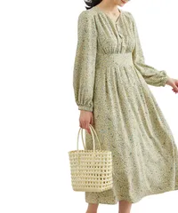 [ロペピクニック] ワンピース 小花柄ハイウエストワンピース レディース GDE13080 ベージュ