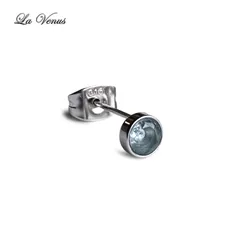 ✴︎海の宝石✴︎ つけっぱなしOK 天然 極上 アクアマリン ひと粒 ベゼルピアス 4mm 宝石質AAA 316 サージカルステンレス 片耳用 金属アレルギー対策 一粒スタッド