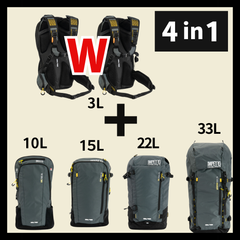 【新セット】4in1 バックパック ザック 10L 15L 22L 33L ハイキング 登山 マウンテンバイク 自転車 MTB バッックカントリースキー