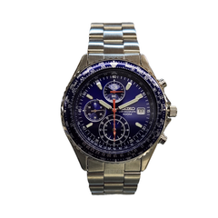 SEIKO セイコー 腕時計 メンズ クロノグラフ デイト SS QZ クォーツ シルバー/ブルー 7T92-0CF0 中古 T1