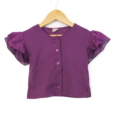 プティマイン ブラウス シャツ トップス フリル袖 レース キッズ 女の子用 100サイズ パープル petit main 【中古】