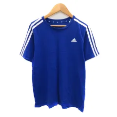 アディダス adidas スポーツウェア Tシャツ カットソー 半袖 ロゴ 160㎝ 青 ブルー 白 ホワイト /YK16 男の子