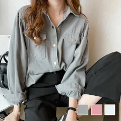 オーバーサイズシャツ ブラウス レディース オフィス カジュアル 10代 20代 30代 韓国ファッション 韓国 春 秋服 夏服 ゆったり 大人のサムネイル