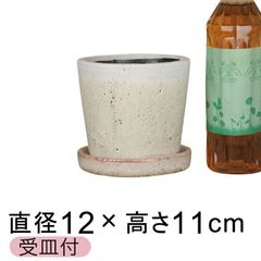 【新品】直径12cm クレイパ 植木鉢 おしゃれ かわいい 白 貫入釉薬 受皿付 室内 屋内 多肉植物 観葉植物 小さい鉢