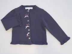 タルティーヌ エ ショコラ タルティーヌエショコラ tartine et chocolat アウトレット 子供服 女の子 90cm ベビー服 長袖 カーディガン 青 グレー 秋 冬 ★3 トップス 冬服 ガールズ キッズ 【中古】 ユーズド