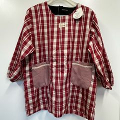 【新品未使用】あったか割烹着　エプロン　チェック柄　M～Lサイズ　レッド系