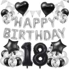 【特売】18歳 誕生日 バルーン 飾り付け 80CM「18」数字バルーン 組み合わせ 「HAPPY BIRTHDAY」ガーランド 数字風船紙ふぶき入り 男の子 男性 女の子 女性 パーティー サプライズ 紙吹雪風船 誕生日 デコレーションパーティー サプライズ