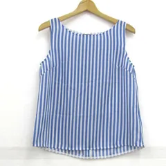 インディヴィ ブラウス シャツ トップス ノースリーブ ストライプ柄 日本製 レディース 38サイズ 青×白 INDIVI 【中古】