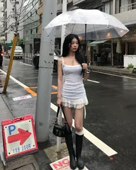 ドロストフリルミニワンピース