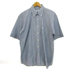 ダンヒル 半袖シャツ ENGINEERED FIT ストライプ柄 大きいサイズ トップス メンズ XLサイズ ブルー系 Dunhill 【中古】