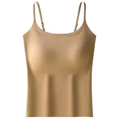 ブラトップ ブラキャミ カップ付きインナー キャミソール シームレス 楽ちん さらさら シンプル 大人かわいい なめらか素材 肩紐調節 パッド一体型 黒 白 rr-043