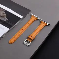 Apple Watch アップルウォッチ 本革レザーバンド キャラメル 38 40 41 42 44 45 49mm 対応 牛革 ベルト ワンタッチ交換 全シリーズ対応