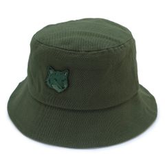 メゾンキツネ バケットハット MM06114WW0096 P391 ボールド フォックスヘッド バケツハット 帽子 刺繍パッチ レンジャーグリーン MAISON KITSUNE