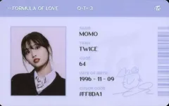 【中古】キャラカード モモ(TWICE)/ブルー SCIENTIST ID CARD(IDカード) 「CD Formula of Love：O+T=＜3(輸入盤)」 封入特典