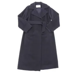超美品 マックスマーラ MAX MARA 現行白タグ 10161343 キャメル100% マニュエラ ベルテッド ガウンコート レディース ネイビー 紺 ジャパンタグ有