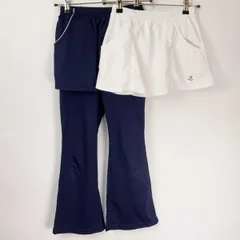 [2点セット] ヨネックス SRIXON スコート スカート 一体型 パンツ S ホワイト ネイビー レディース テニス バドミントンウェア