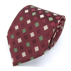アクアスキュータム ブランド ネクタイ スクエア柄 シルク 日本製 PO メンズ ワインレッド Aquascutum 【中古】