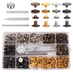 【在庫処分】ホック 工具 スナップボタン カシメセット バネ 120個セット 収納ケース付き カシメ打ち具セット スナップ留め具 ホック打ち工具 レザークラフト パーツ DIY 手作り ハンドメイド