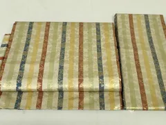 平和屋着物●つけ帯　牡丹花唐草間道　金糸　正絹　逸品　DAAT0384ob