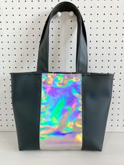 ハンドメイド＊肩掛けトートバッグ オーロラシルバー (939)