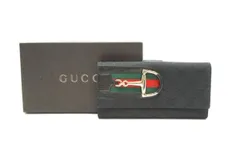 グッチ ホースビット 二つ折り 長財布 サイフ シェリー Wホック GGキャンバス 137375 黒 ブラック GUCCI 2635k