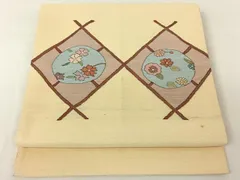 平和屋着物◎明綴れ　帯地　生地　花丸文　金糸　正絹　逸品　260cm×31cm　AAAP3804jhのサムネイル