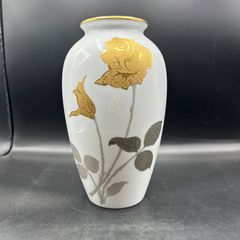 大倉陶園　OKURA　花瓶　金蝕バラ　有田焼　宮内庁御用達
