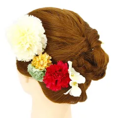 髪飾り 成人式 振袖 袴 ４点セット 花籠 白 赤 紫 緑 橙 大人 浴衣 かんざし 簪 卒業式 フォーマル 結婚式 花飾り ラインストーン ブライダル 手作り W36 W303-287 髪飾り 白 赤 紫 緑 橙 n887　WSi