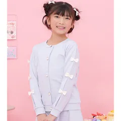 Bee【クーポン利用で20％OFF♪】リボンカーディガン◇袖リボン×ブルーラベンダー◇韓国子供服 韓国子ども服 韓国こども服 キッズ 女の子 トップス 100 110 120 130 140 150