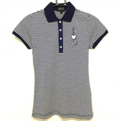 パーリーゲイツ 半袖ポロシャツ 白×ブルー系 ボーダー  レディース 1(M) ゴルフウェア PEARLY GATES