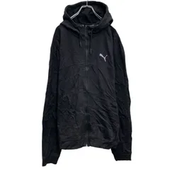 PUMA ロゴスウェット パーカー プーマ XXL ブラック ビッグサイズ フルジップ 古着卸 アメリカ仕入 a703-5804