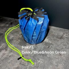 巾着袋　収納袋　ダイニーマ　キャンプ　登山　ブルー＆ネオングリーン　Lサイズ