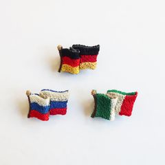 【LM / エルム】ブローチ フラッグ (ドイツ・フランス・イタリア)  /  立体刺繍アクセサリー national flag germany italy france