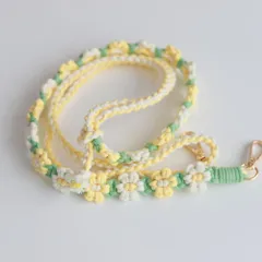 ☆ ライトイエロー ☆ スマホ ストラップ フラワー編み 調整可能 ysg5473 スマホストラップショルダー ショルダーストラップ 携帯 スマホ ストラップ ネックストラップ 紐 ひも 斜めがけ 首かけ 肩掛け レディース おしゃれ かわいい 落下防止