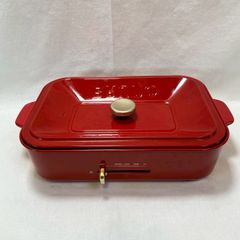【美品・付属品完備】BRUNO/コンパクトホットプレート/レッド/たこ焼きプレート付き/No.2073