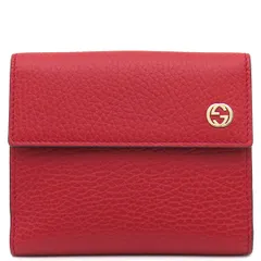 グッチ GUCCI 二つ折り財布 インターロッキングG レザー レッド