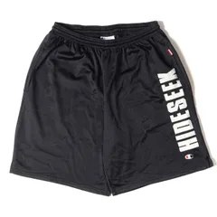 HideandSeek ハイドアンドシーク パンツ サイズ:L Champion アップリケロゴ メッシュジャージ ショーツ ブラック 黒 ショートパンチ ズボン ボトムス シンプル カジュアル ワンポイントのサムネイル