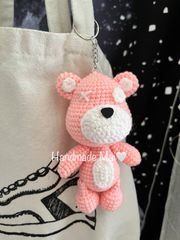 ピンク　クマちゃん　編み物　ハンドメイド