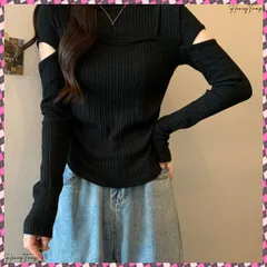 送料無料 肌見せニットトップス 韓国風タイトニット レディース カジュアル リブニットプルオーバー 普段着 長袖 ニットインナー 着やせ オープンカットトップス 秋冬新作 着回し リブニット お洒落 ニットソー 無地 ニットウェア
