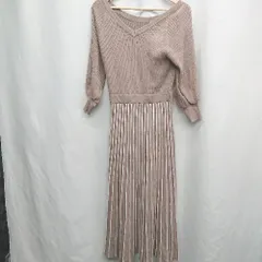 ◇ ⊇ ◎ natural couture ハイゲージ ニット 長袖 ロング丈 ワンピース サイズF ブラウン レディース E  【1505220013391】