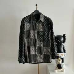 22SS LV × NIGO ニゴ ダミエ 総柄 半袖シャツ ネイビー 未使用品 22SS LV × NIGO ニゴ ダミエ 総柄 半袖シャツ ネイビー 未使用品